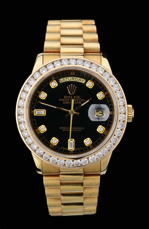 rolex president black dial day date|rolex presidential 40mm diamond bezel.